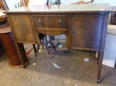 A mahogany 1 drawer/ 2 door side table with square tapering legs and spade feet 112cm W, 92cm H,