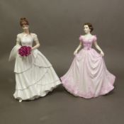 Royal Doulton lady figurine Hope HN4097 together with a Royal Worcester figure Roses of Love (