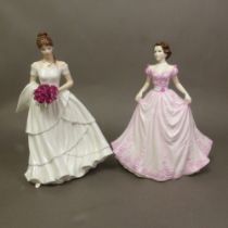Royal Doulton lady figurine Hope HN4097 together with a Royal Worcester figure Roses of Love (