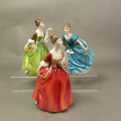 Three Royal Doulton lady figurines, Rhapsody HN2267, Fleur HN2368 and Flower of Love HN (3).