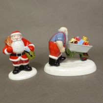 Two boxed Coalport Characters Raymond Briggs Father Christmas figurines Almost There and Christmas