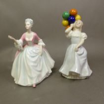 Royal Doulton lady figurines, Balloons HN3187 and Diana HN3266 (2).