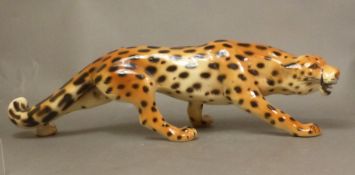Large Italian-made ceramic Leopard, length 54.5cm.