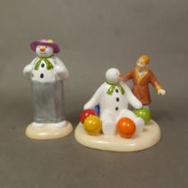 Two boxed Coalport Characters The Snowman figurines Dressing Up and Soft Landing (2).