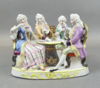 Conta & Boehme Style Porcelain Figure featuring late 18th century couples playing cards.