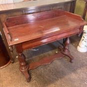 A Victorian mahogany washstand/side table with raised gallery back 107cm W x 49cm D x 73cm H
