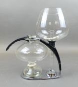 A Cona D, Glass coffee maker, glass on chrome stand, height 31cm.