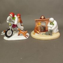 Two boxed Coalport Characters The Snowman figurines By the Fireside and Hold on Tight, limited