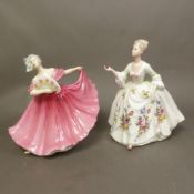 Royal Doulton lady figurines, Diana HN2468 and Elaine HN3307 (2).