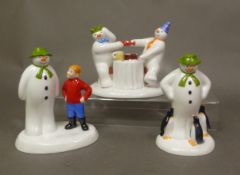 Three boxed Coalport Characters The Snowman figurines, All My Own Work, Snowman With His Friends and