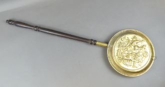 Brass Ornamental bed warmer with wooden handle. measures:- 88cm