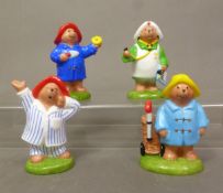 Four boxed Coalport Characters 'Paddington Bear' figurines, Sleepy Head, Retail Therapy, Breathe In!