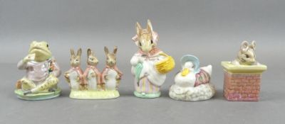 Beatrix Potter Royal Albert Characters to include:- Mrs Rabbit, Tom Thumb, Jeremy Fisher, Jemima