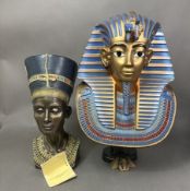 Egypt interest, two resin busts, Nefertiti and Tutankhamun, height of tallest 37cm (2).
