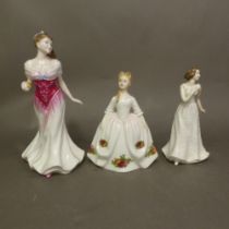 Three Royal Doulton figurines, For You HN3863, Old Country Roses HN3482 and Cherish HN4442 (3).