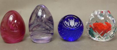 Group of four boxed, limited edition Caithness paperweights, Remembrance Poppy, Platinum Wedding