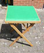 Foldable Games Table with a square bright green felt Top. Measures: 56cm x 56cm.