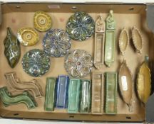 A selection of Wade items to include Flower petal candleholders , leaf candleholder, two Viking