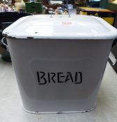 Large vintage enamel bread bin and cover, height 30cm.