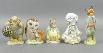 Beatrix Potter Royal Albert Characters to include:- Old Mr Brown, Foxy Whiskered Gentleman, Lady