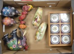 A mixed selection to include:- Various sizes of vibrant coloured wooden elephants together with