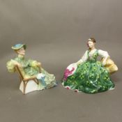 Royal Doulton lady figurines, Elyse HN2474 and Ascot HN2356 (2).