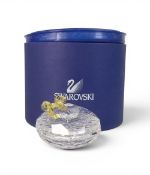 Swarovski Crystal Anna Heart shaped lidded box with decorative crystal yellow ribbon handle (666890)