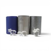 Swarovski Clear Crystal Grizzly Cub with silver tone Salmon in its mouth (261925), retired 2006