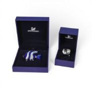 Swarovski Merlin Cocktail Ring A large faceted Crystal with a Rhodium Plated metal band (987372)