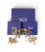 Swarovski Faceted Amber Crystal 'Endangered Wildlife Tiger'(1003148) together with Sitting Tiger Cub