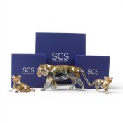Swarovski Faceted Amber Crystal 'Endangered Wildlife Tiger'(1003148) together with Sitting Tiger Cub