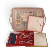 A boxed Valentino Scarf together with Irish and Swiss linen handkerchiefs with decorative lace