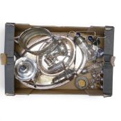 A collection of mainly silver-plated items to include large oval serving tray, small oval serving