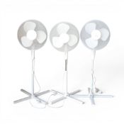 Three 16 inch oscillating pedestal fans with adjustable height. Untested. (3) COURIER OR