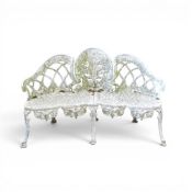Galvanised steel bench in a Coalbrookdale design in white finish. Courier/Collection only. (H: