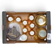 Royal Worcester Gold Lustre part Tea Set to include:- Teapot, six teacups, six saucers, sugar