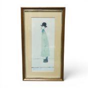 Framed L.S. Lowry print titled 'Gentleman Looking at Something', c.1960. (H: 35cm X W: 18.5cm)