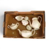 Aynsley 'Henley' part teaset to include:- Teapot, Coffee Pot, footed sugar bowl, twin handled lidded