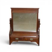 Vintage freestanding mahogany dressing table mirror, featuring tilting mirror and two storage
