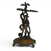 A French style late Victorian cast iron Umbrella Stand featuring a Huntsman as the stand. H:-56cm.