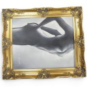 An Arylic on canvas study of a nude female, in a Gold coloured ornate frame, signed to front by