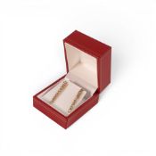 Pair champagne diamond (38) earrings set 9ct gold, with Gemporia grading certificate. 2.07g.