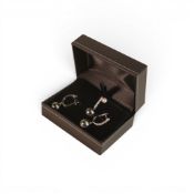 Black cultured Tahitian pearl with diamonds earrings & pendant, set 18ct gold. Diameter 9mm, 6.5g