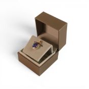 Tanzanite AAA & diamond pendant , 18ct yellow gold set pendant by Lorique, height 23mm, 3.5g.