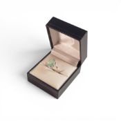 18ct white gold PARIABA Tourmaline (10mm x 7mm) & diamond set ring, size M, 2.8g