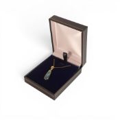 Australian opal set 18ct yellow gold pendant & chain. Pendant 30mm overall height, length of chain