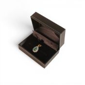 Grandidierite & diamond, 18ct yellow gold set pendant by Tomas Rae, 2.97g.
