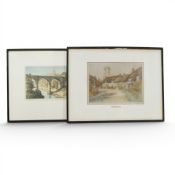 Framed lithograph print featuring Godshill, I.O.W, depicting a picturesque scene of the historic