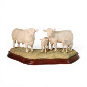 A Border Fine Arts limited edition Model, 'Charolais family', designed by Kirsty Armstrong, Bull ,