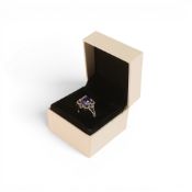 9ct white gold set Tanzanite (2ct AAA) & diamonds ring size M, 3.77g.